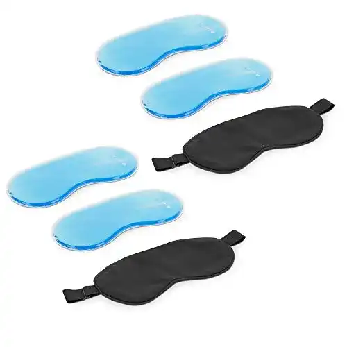 Kühlmaske für die Augen von Navaris – Gel Schlafpad Set mit 4 Pads
