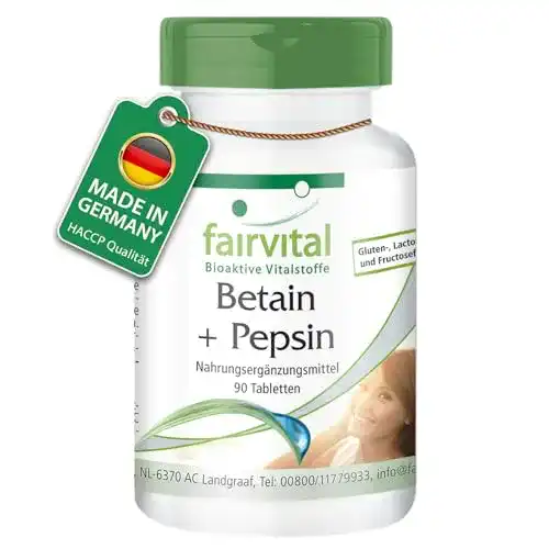 Verdauungsenzyme Fairvital – Betain HCl mit Pepsin, 650mg Betain