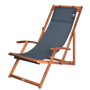 Liegestuhl aus Holz von Casaria – Wetterfeste Klappliege für Garten und Balkon
