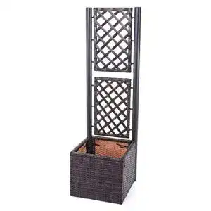 Blumenkasten mit Rankgitter aus Poly-Rattan von Mendler