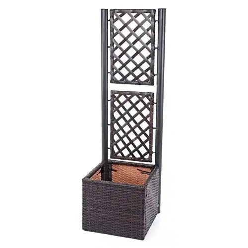 Blumenkasten mit Rankgitter aus Poly-Rattan von Mendler