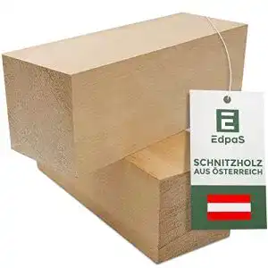 Schnitzholz Edpas Lindenholz 2er Set Holzblock 20x7x7cm