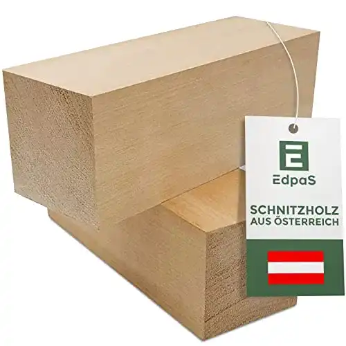 Schnitzholz Edpas Lindenholz 2er Set Holzblock 20x7x7cm