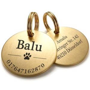 Hundemarke mit Gravur aus Edelstahl für Hunde und Katzen