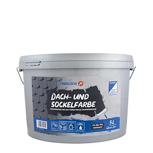 Sockelfarbe Farbklecks24 für Dach und Sockel, 5L RAL 7016 Anthrazit