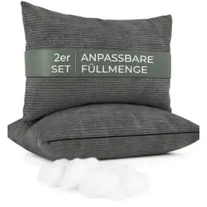 Sofa-Kissen Well B4 2er Set mit Füllung und Bezug, 40×60 cm, dunkelgrau