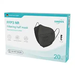 FFP3-Masken 20 Stück EUROPAPA Schwarz Atemschutzmasken