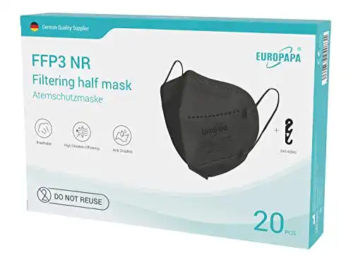 FFP3-Masken 20 Stück EUROPAPA Schwarz Atemschutzmasken