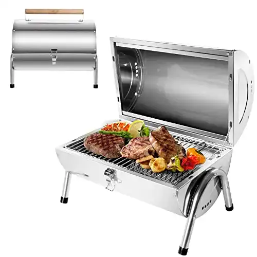 Camping-Grill SunJas Edelstahl Klappgrill für Holzkohle und BBQ