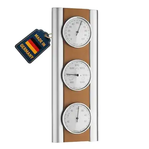 Analoge Wetterstation TFA Dostmann aus Buche mit Barometer