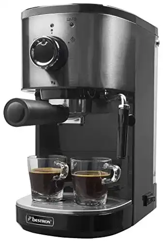 Bestron Espressomaschine für 2 Tassen mit Dampfdüse und Tassenwärmer
