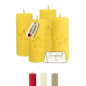 Bienenwachskerzen Adventskerzen 4er-Set gelb für Weihnachten