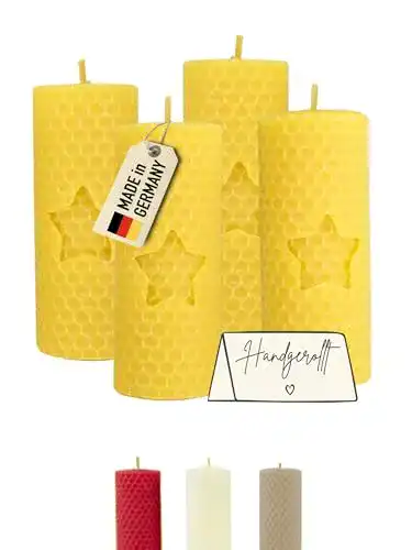 Bienenwachskerzen Adventskerzen 4er-Set gelb für Weihnachten