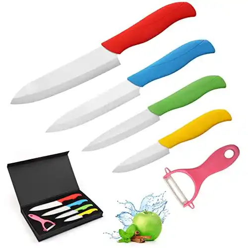 Keramikmesser-Set von Ballery mit 4 Messern und 1 Sparschäler