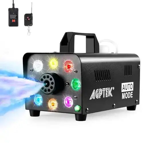 Nebelmaschine AGPtEK mit kabelloser Fernbedienung und LED-Licht