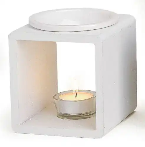 Duftlampe Levandeo in Weiß aus Holz und Keramik für aromatische Düfte