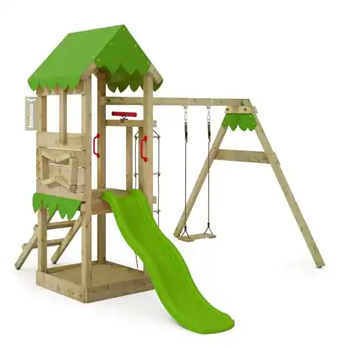 Spielturm Fatmoose Klettergerüst FriendlyFrenzy Fun XXL mit Schaukel