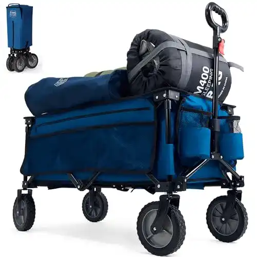 Faltbarer Strandwagen TIMBER RIDGE XXL mit Getränkehalter und Stauraum