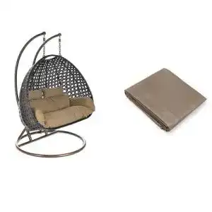 Hängesessel Rattan Home Deluxe Twin in Braun für Garten und Terrasse