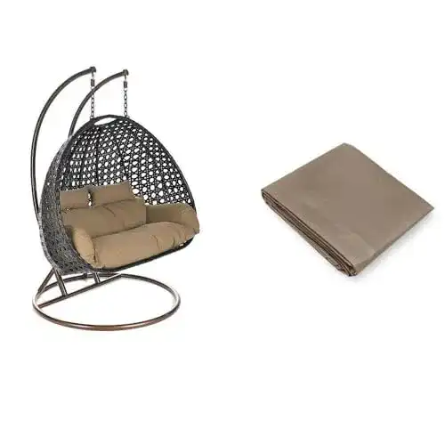 Hängesessel Rattan Home Deluxe Twin in Braun für Garten und Terrasse