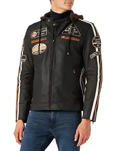 Motorradjacke für Herren aus Lammleder mit verstaubaren Protektoren