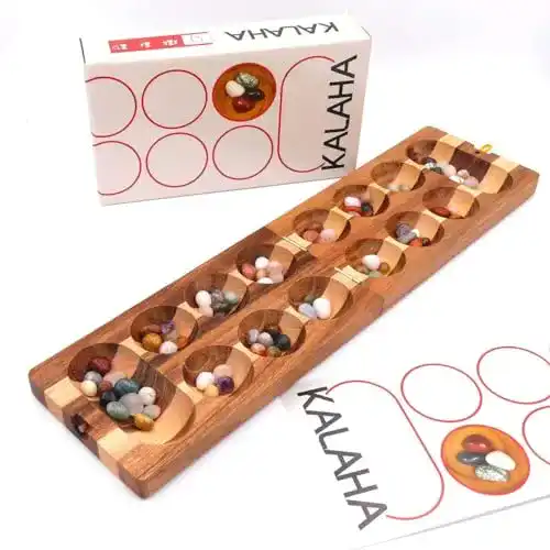 Kalaha Rombol – Steinspiel für 2 Personen inklusive Spielsteinen