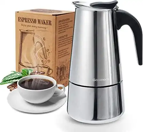 Espressokocher Godmorn aus Edelstahl für aromatischen Kaffee