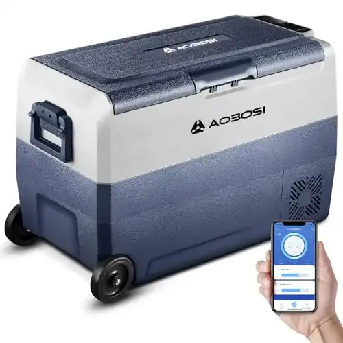 Kühlbox 50 Liter Aaobosi Kompressor mit APP-Steuerung und Dual-Zone