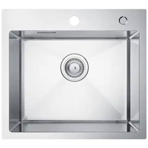 Edelstahlspüle CECIPA 50x45cm Eckig mit Hahnloch und Abflussset