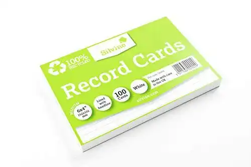 Karteikarten Silvine aus 100% Recyclingpapier, liniert, 15,2 x 10,2 cm, 100 Stück