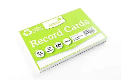 Karteikarten Silvine aus 100% Recyclingpapier, liniert, 15,2 x 10,2 cm, 100 Stück