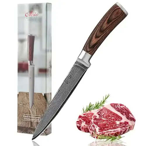 Fleischermesser Wakoli EDIB Damastmesser mit Pakkaholzgriff