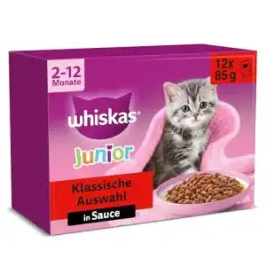 Whiskas Junior Katzennassfutter Klassisch in Sauce, 48 Portionsbeutel