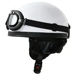 Halbschalenhelm ATO Oldtimer mit Fliegerbrille in Weiß Größe L
