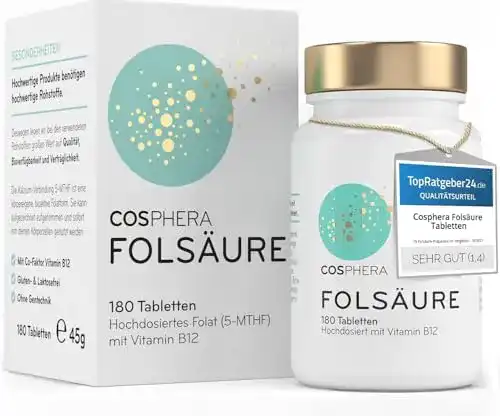 Cosphera Folsäure Tabletten 800 μg – Vegan und hochdosiert