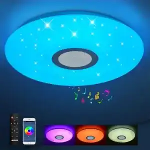 LED-Deckenleuchte mit Lautsprecher JDONG – Dimmbar, Bluetooth, IP44