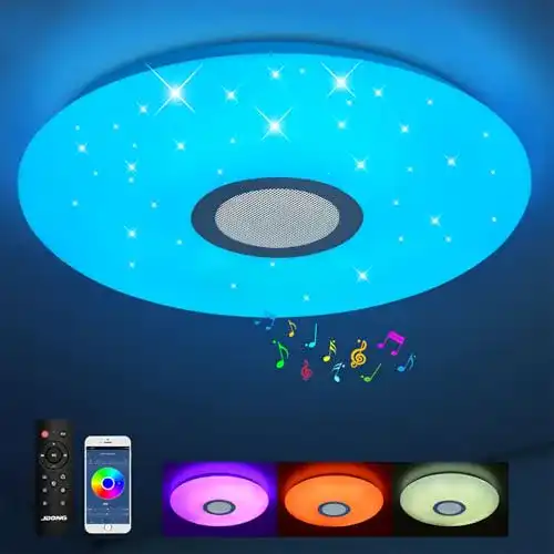 LED-Deckenleuchte mit Lautsprecher JDONG – Dimmbar, Bluetooth, IP44