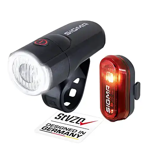 Fahrradlicht Set Sigma Sport AURA 30 und CURVE LED mit Batterien