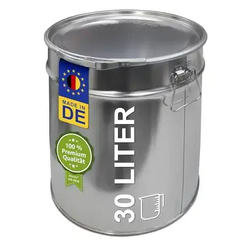Plasteo 30 Liter Blecheimer mit Deckel und Spannring für vielseitige Anwendungen