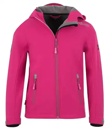 Softshelljacke für Kinder Trollkids Trollfjord Jacket 104 in Bright Pink