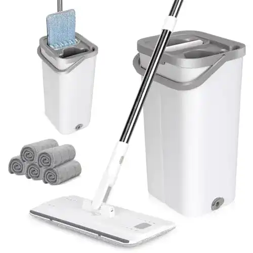 Bodenwischer Mastertop Flach Mopp und Eimer Set mit Mikrofaser