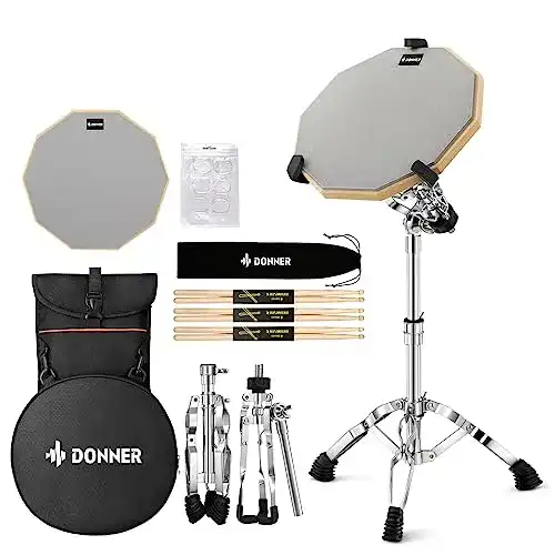 Donner Drum Practice Pad mit Snare Drum Ständer für Schlagzeugtraining