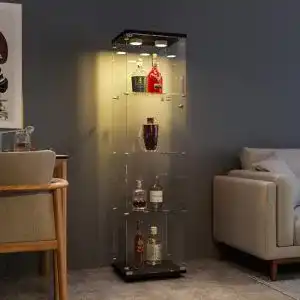 Sammlervitrine Fanyushow aus Glas in Schwarz, vertikal, 4-stufig