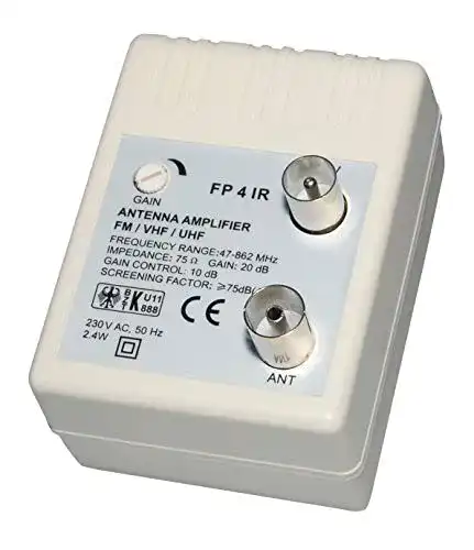 Antennenverstärker Transmedia FP4iRL mit Stecker und regelbarer Verstärkung