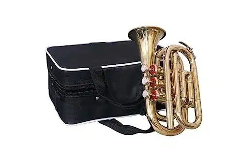 Taschentrompete Bb Pocket Trompete von Sai Musicals mit Hardcase und Dämpfer