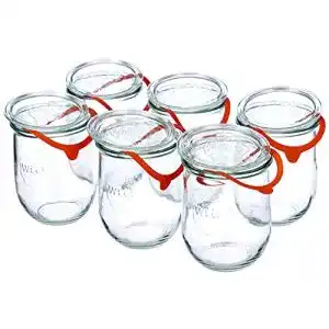 Weckgläser Tulpenglas 1 Liter im 6er Set mit Deckel und Dichtring