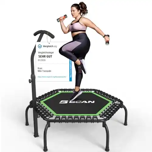 Bcan Fitness Trampolin Indoor Ø 122 cm für Erwachsene bis 250 kg