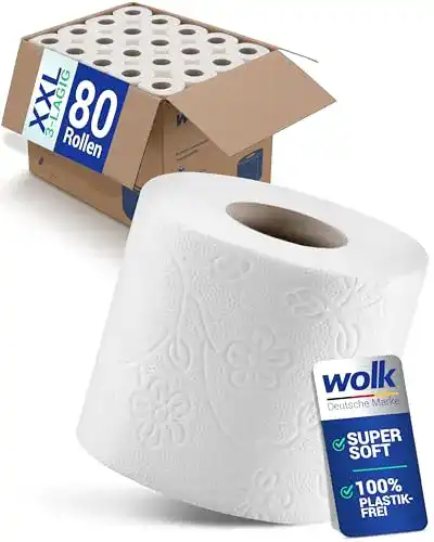 Toilettenpapier 3-lagig 80 Rollen ohne Plastikverpackung