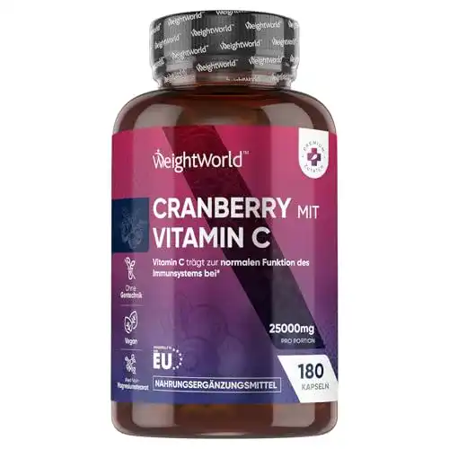 Cranberry Kapseln mit Vitamin C – 25000mg pro Portion