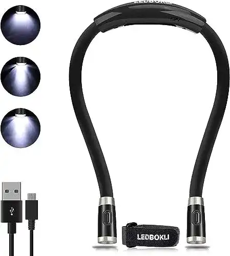 Halslampe LEDBOKLI mit Augenschutzmodus und flexiblen Armen